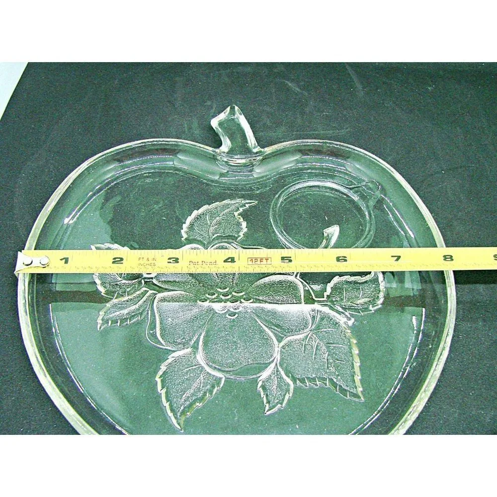 Hazel Atlas Orchard Crystal Clear Glass Apple Dish Flowers Snack Luncheon Plate
